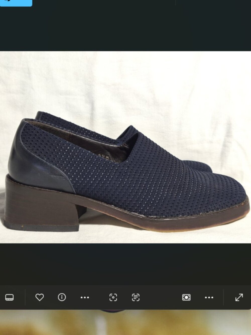 Donal Pliner Alice Navy Blue Textile Mesh Slip On Loafer Heals Shoes Size 5.5 M
